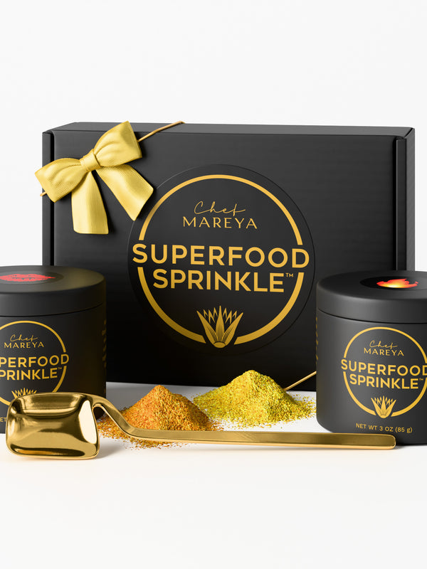 Superfood Sprinkle Gift Box with Two Tins and Golden Spoon